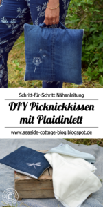 Upcycling Jeans, Picknickkissen mit Decke
